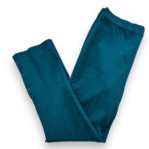 Isaac Mizrahi Live! Ponte Pants with Ankle Snaps Teal Size 8